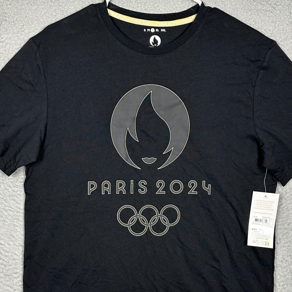 NEW Paris 2024 Olympic Games T-Shirt Mens Large Black Graphic Official Licensed